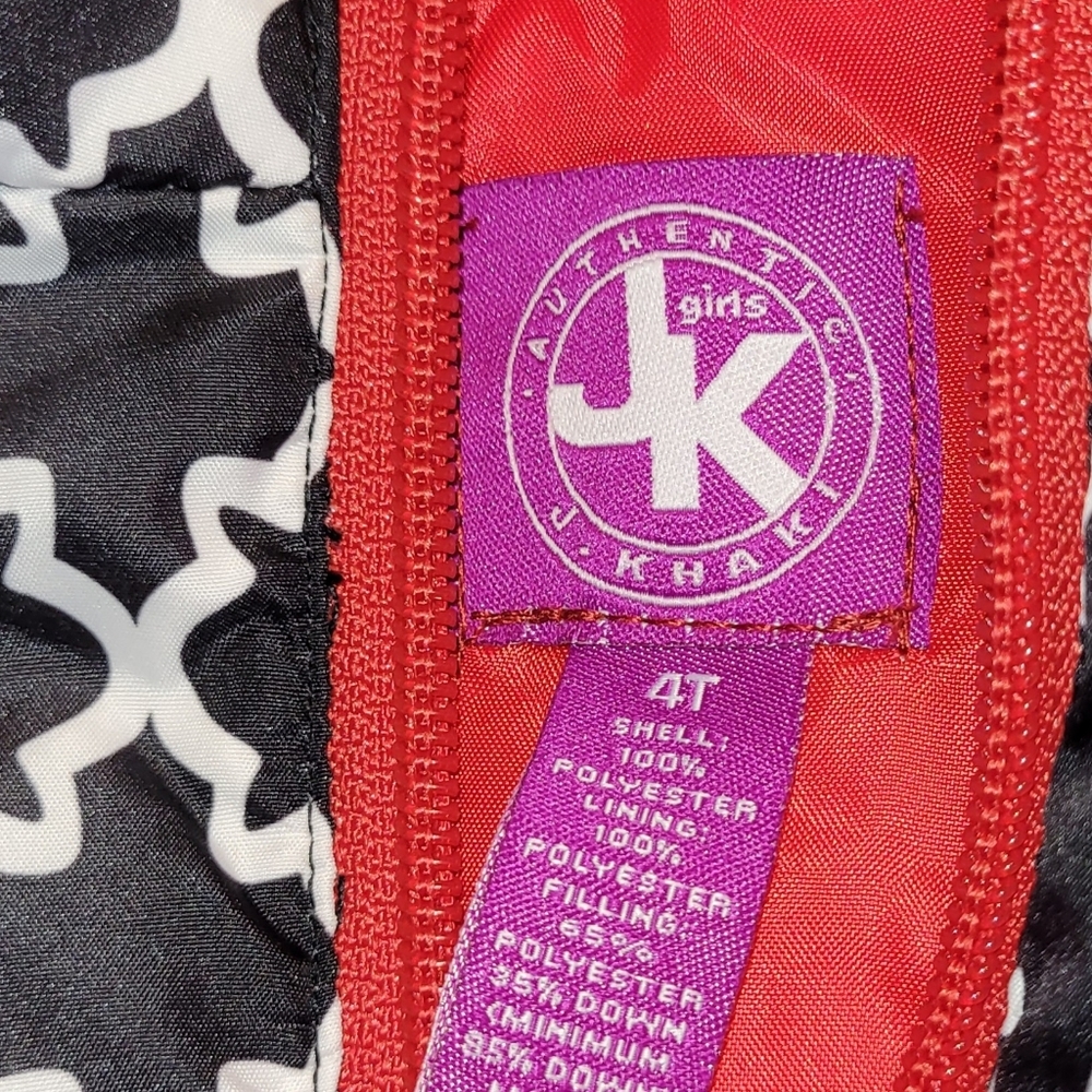 J Khaki Vest Black White & Red Print Girls Small 4T - Picture 3 of 3